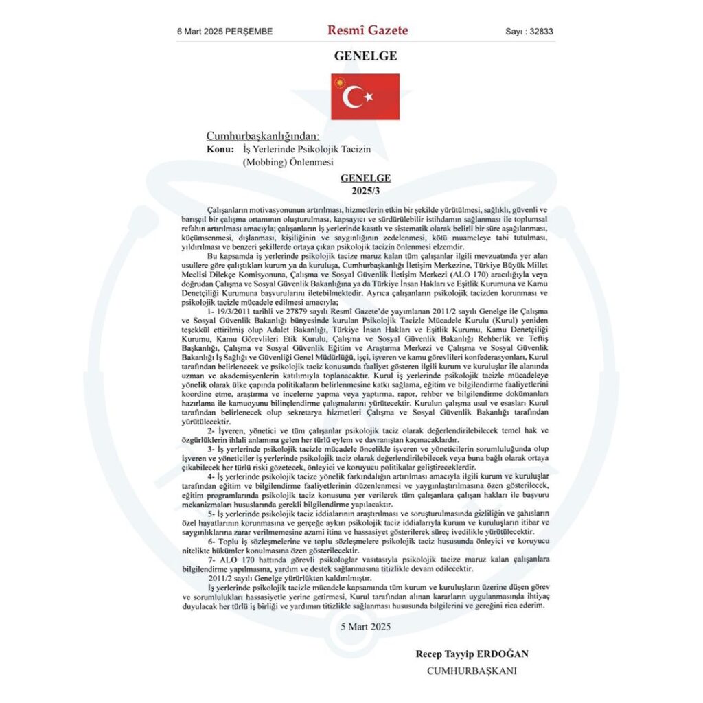 2025/3 Sayılı Cumhurbaşkanlığı Genelgesi